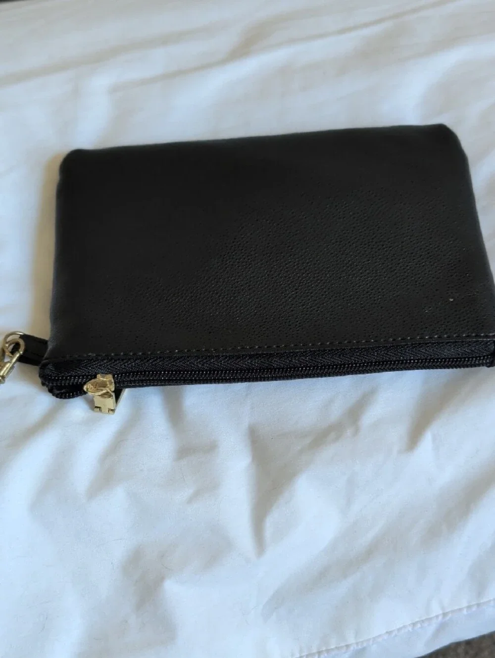 kate spade Black Leather Wristlet with Gold Plaque